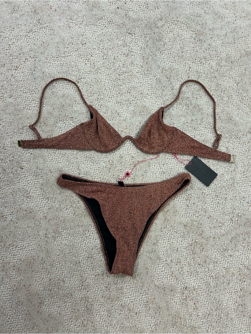 Shimmering Brown Triangle Bikini Set — Womens top size 8/ bottoms size 10